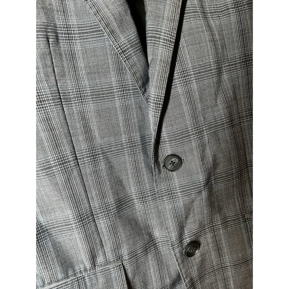 Calvin Klein gray plaid tailored suit JacketWool Blend 38R 2 Button Sport Jacket